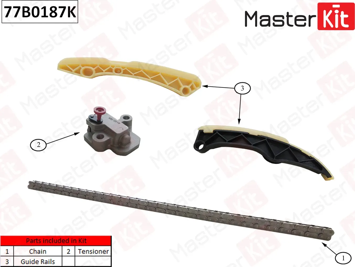 77B0187K Комплект цепи ГРМ Hyundai/Kia Solaris/i35 G4FD 1.6i 14- (без звездочек) (Master KIT) Master KIT. Артикул 77b0187k