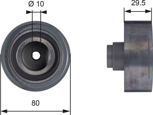 Направляющий (ведущий) ролик ремня ГРМ Gates (Металл). Артикул T42050