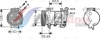 Компрессор кондиционера AVA. Артикул PEK316
