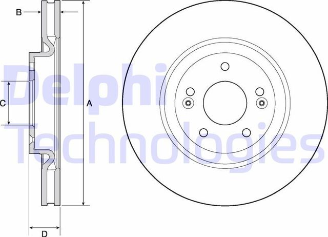 Тормозной диск Delphi передний для Kia Sportage IV 2015-2026. Артикул BG4683C