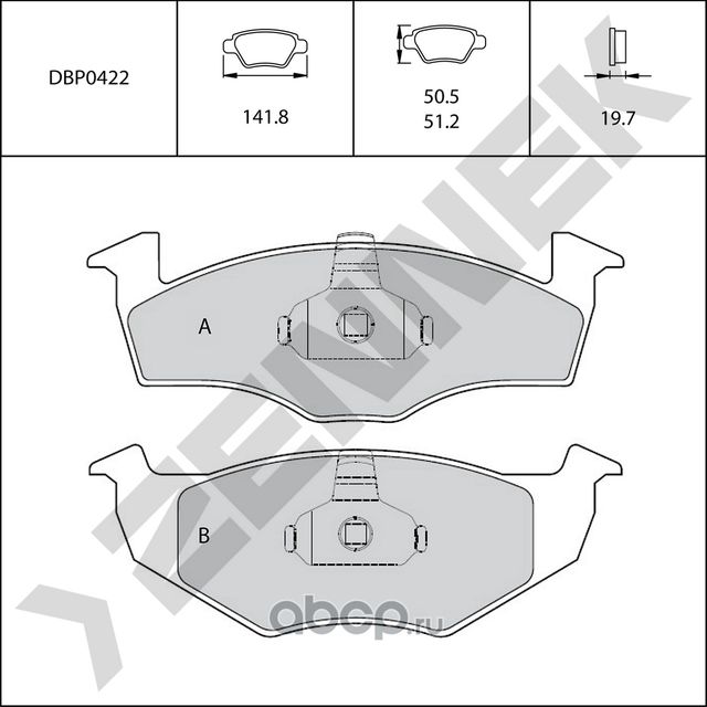 Колодки тормозные передние CORDOBA 93-02, GOLF 91-99, POLO 94-03, VENTO 92-98 (Zennek). Артикул DBP0422