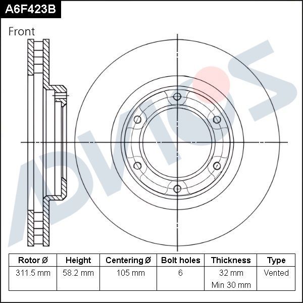 Тормозной диск Advics. Артикул A6F423B
