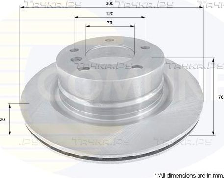 Тормозной диск Comline COATED для BMW 1 I (E82/E88) 2007-2013. Артикул ADC1744V