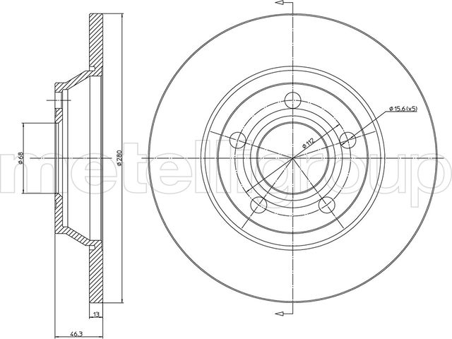 Тормозной диск Metelli. Артикул 23-0392C