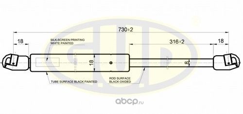 Амортизатор (упор) капота G.U.D. для Volvo S40 II 2004-2012. Артикул GGS010197