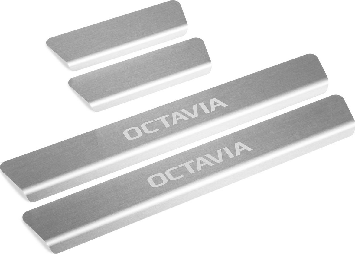 Накладки Rival на пороги (с надписью) для Skoda Octavia A8 2020-2026. Артикул NP.5110.3