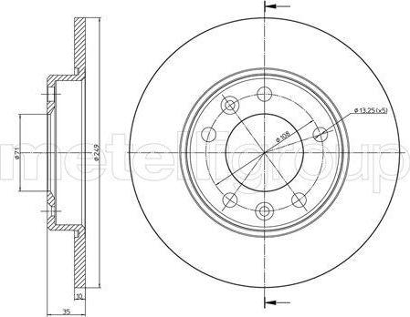 Тормозной диск Trusting задний для Peugeot 308 II 2013-2026. Артикул DF1680