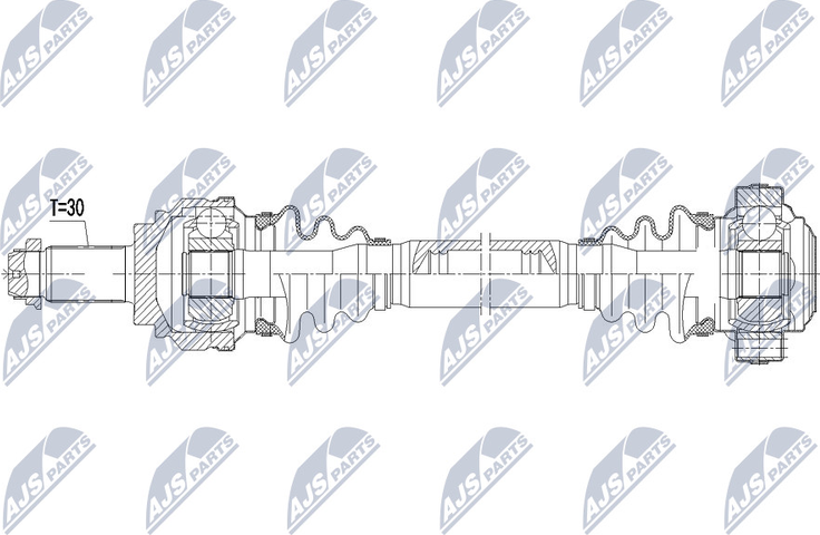 Полуось (привод в сборе, приводной вал) NTY задняя левая для BMW X1 I (E84) 2009-2015. Артикул NPW-BM-038