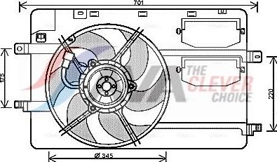 Вентилятор радиатора двигателя AVA (полимерный материал) для Smart Forfour I ((W454) 2004-2006. Артикул MC7506