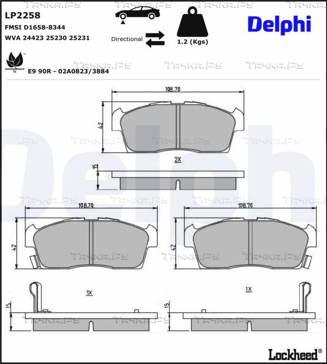 Тормозные колодки Delphi (Low-Metallic). Артикул LP2258