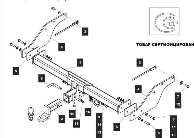 Фаркоп Baltex для Mazda BT-50 I 2006-2011. Быстросъемный крюк. Артикул 08902632