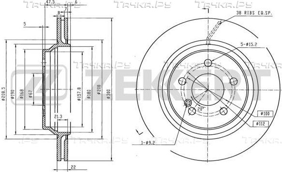 Тормозной диск Zekkert. Артикул BS-6126B