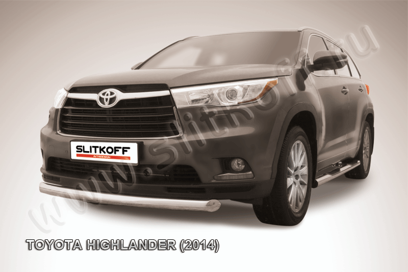 Защита Slitkoff переднего бампера d76 радиусная для Toyota Highlander II 2014-2026. Артикул THI14-001