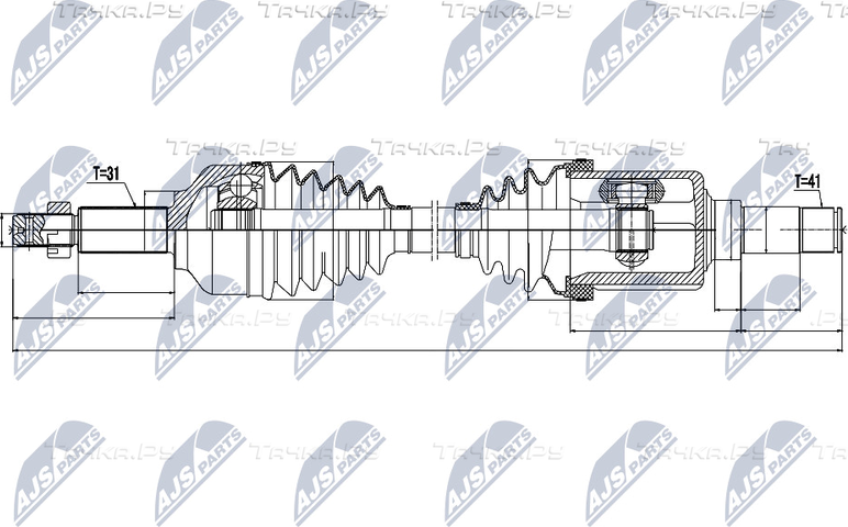 Полуось (привод в сборе, приводной вал) NTY левая для Ford Tourneo Custom I 2012-2026. Артикул NPW-FR-073