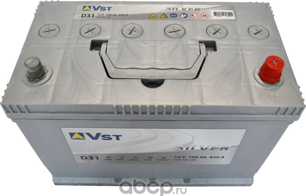 АКБ VST SILVER Asia 6CT-100.0 A/h VL D31 (-/+) 12V 850 A EN 305х174.5х 225 / 600 VST. Артикул 600401085