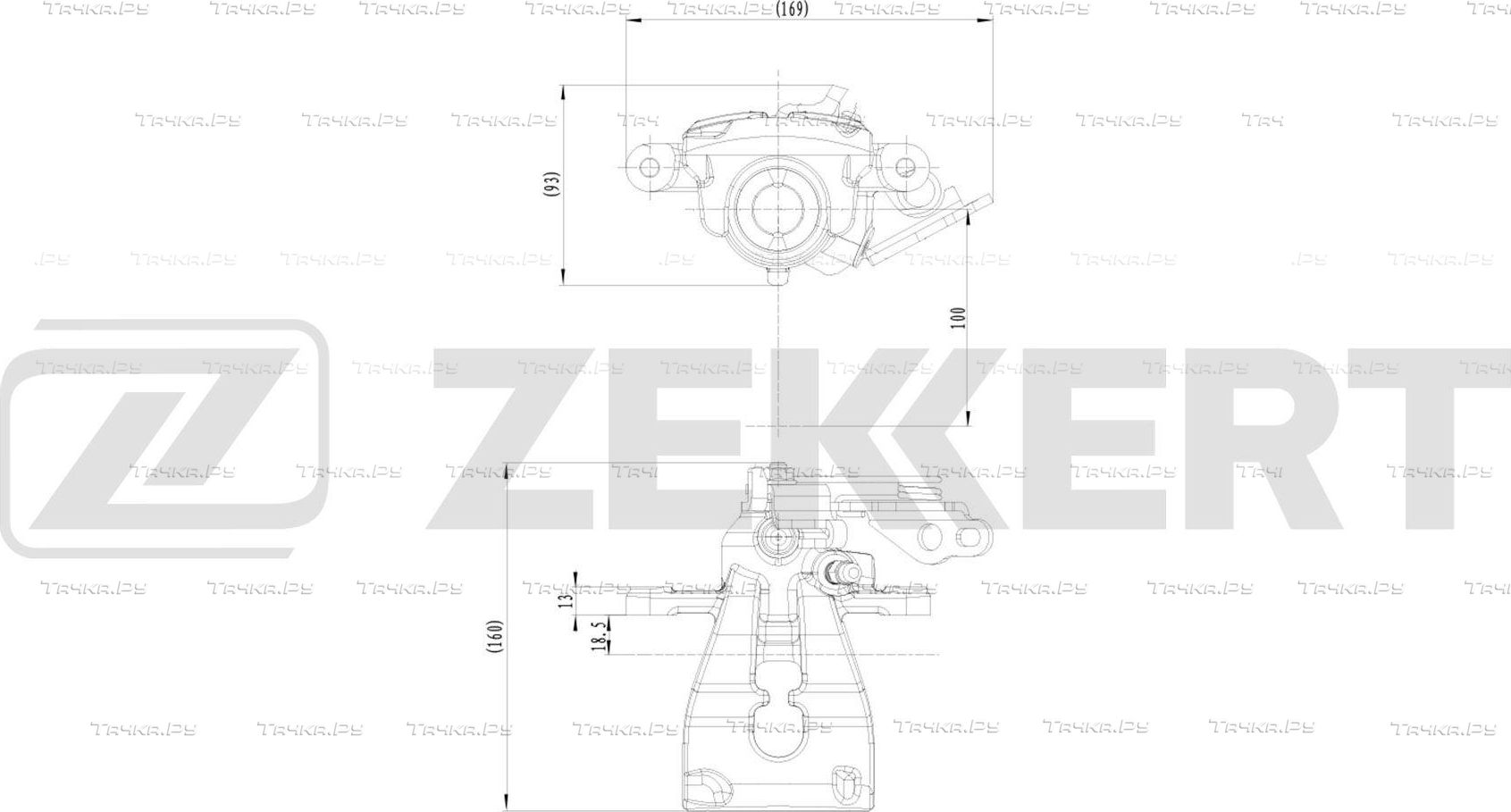 Тормозной суппорт Zekkert (Чугун) задний правый для Ford Focus II 2005-2012. Артикул BS-8359