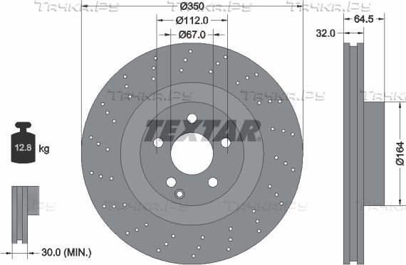 Тормозной диск Textar Pro+ передний для Mercedes-Benz S-Класс V (W221) 2005-2013. Артикул 92176405