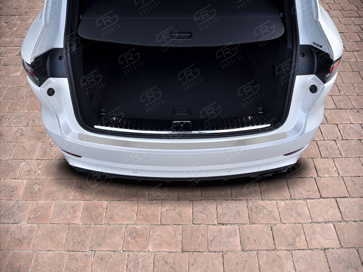 Накладка на задний бампер RusStal для Porsche Cayenne III 2017-2026 (лист нерж. шлифованный). Артикул PRCAYN-003464