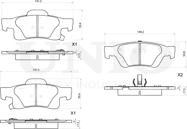 Колодки тормозные дисковые, комплект (Unio). Артикул BRP-20286