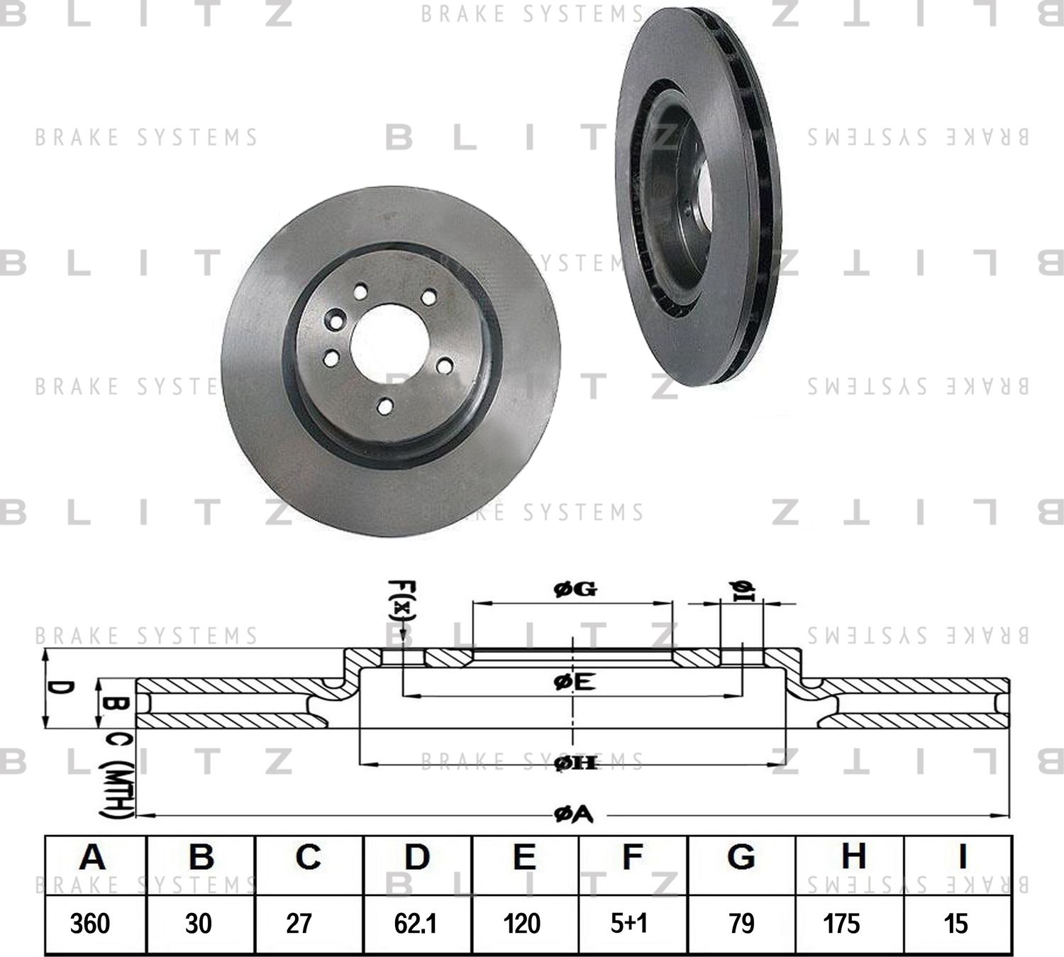 Диск тормозной LAND ROVER DISCOVERY/RANGE ROVER/RANGE ROVER SPORT 05- перед. вен (Blitz). Артикул BS0302