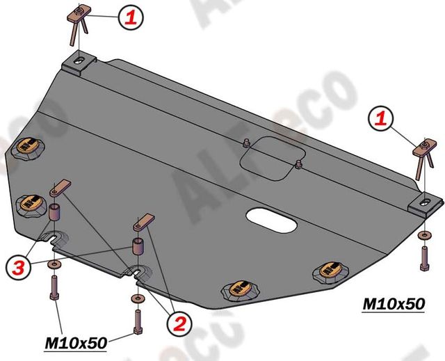 Защита алюминиевая Alfeco для картера и КПП Mercedes-Benz Vito Tourer 111 CDI 2014-2025. Артикул ALF.36.20al