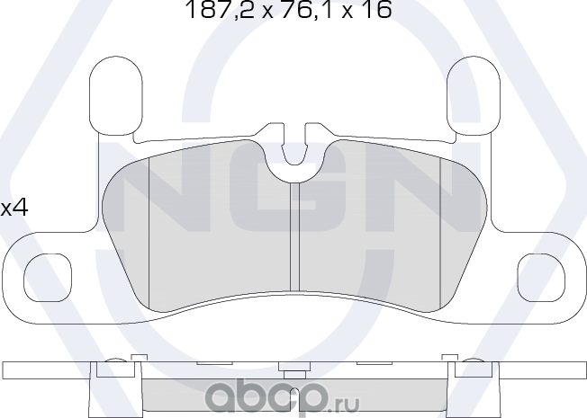 Колодки тормозные керамические, задние (NGN). Артикул 3502114