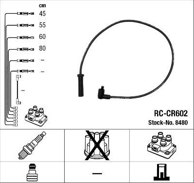 Высоковольтные провода (провода зажигания) (комплект) NGK. Артикул 8480