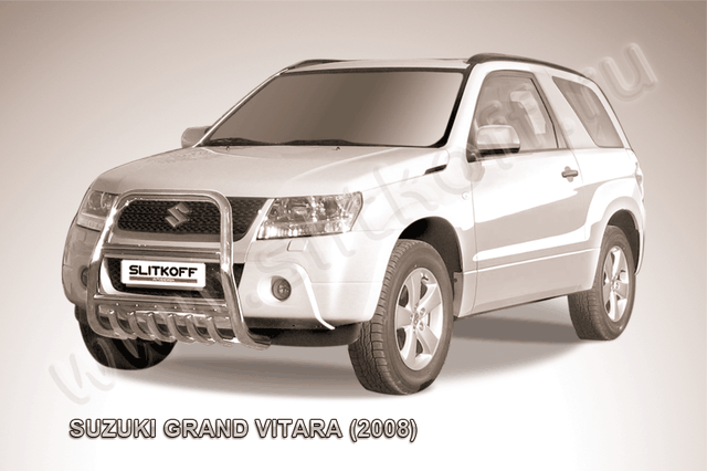 Кенгурятник Slitkoff d57 высокий с защитой картера для Suzuki Grand Vitara III 3-дв. 2008-2012. Артикул SGV3D08003