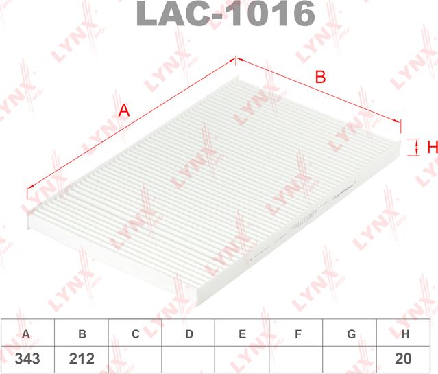 Салонный фильтр LYNXauto. Артикул LAC-1016