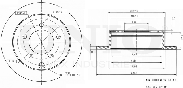 Диск тормозной (Unio). Артикул BRD-20048