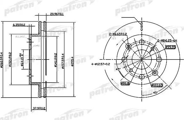 Тормозной диск Patron передний для Rover 200 II (R8) 1993-1999. Артикул PBD3021