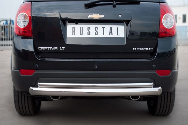 Защита RusStal заднего бампера d76/42 (дуга) для Chevrolet Captiva 2012-2013. Артикул CHCZ-000835