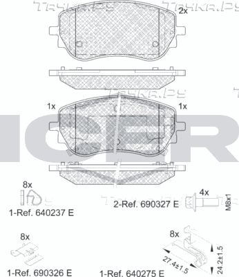 Тормозные колодки Icer передние для Fiat Tipo 356 2015-2026. Артикул 182427-208