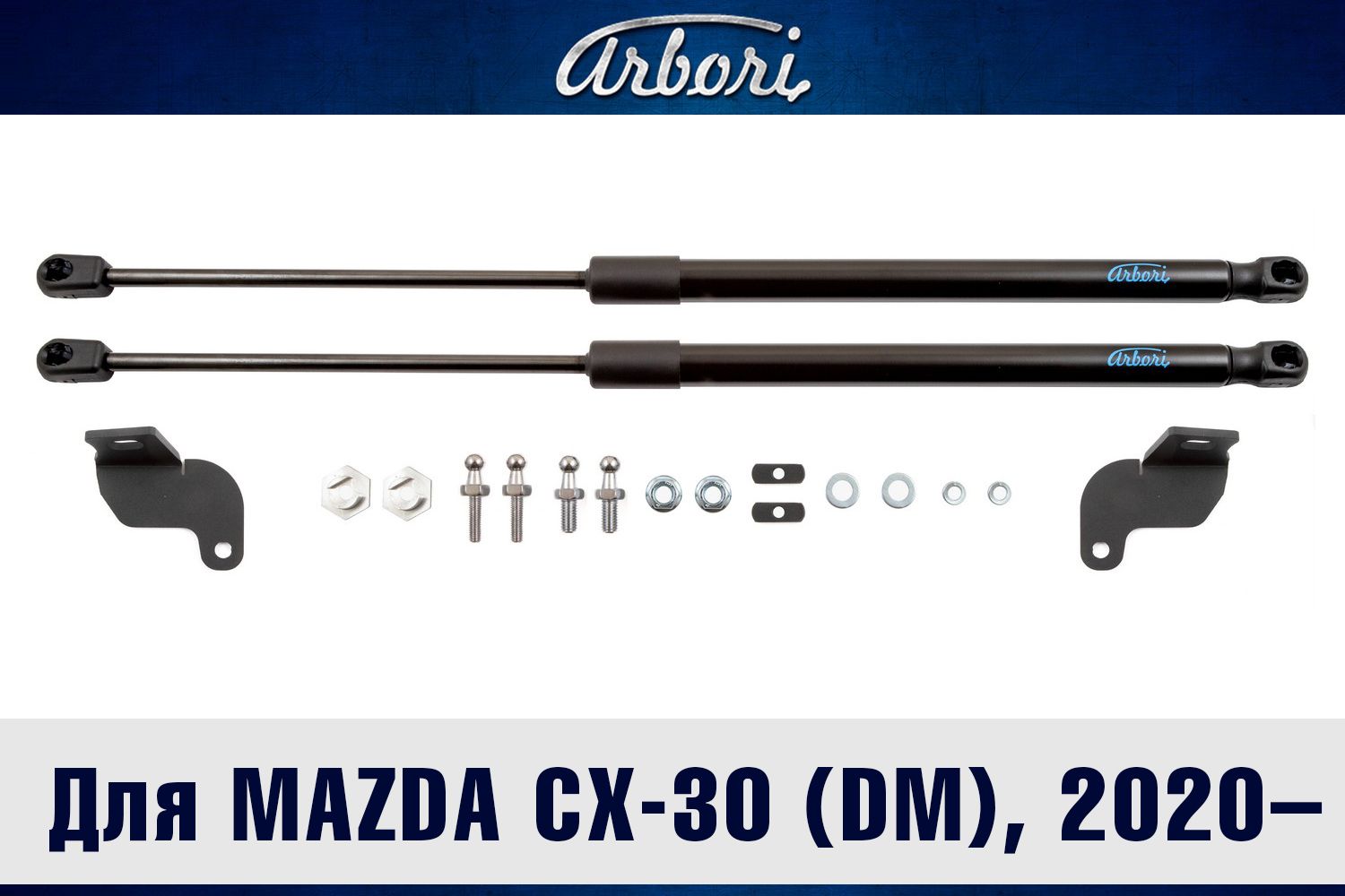 Амортизаторы (упоры) капота Arbori для Mazda CX-30 2020-2026. Артикул ARBORI.HD.027104