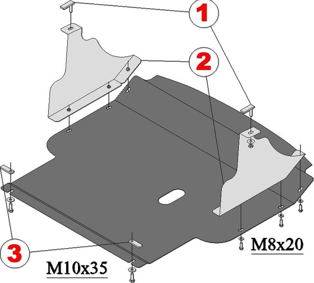 Защита алюминиевая Alfeco для картера и КПП Renault Master II рестайлинг 2003-2010. Артикул ALF.18.07 AL4