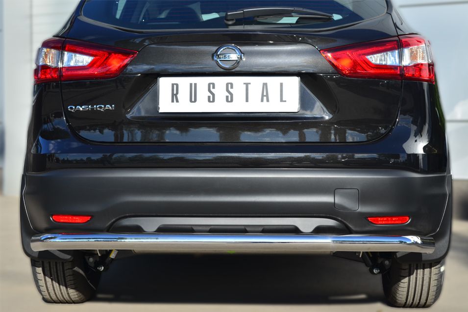 Защита RusStal заднего бампера d63 (секции) для Nissan Qashqai II 2014-2018. Артикул NQQZ-001797