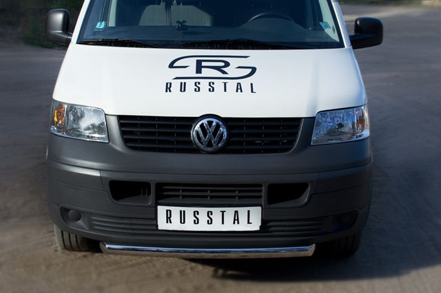Защита RusStal переднего бампера d63 (дуга) для Volkswagen Transporter T5 2003-2009. Артикул VTRZ-000600