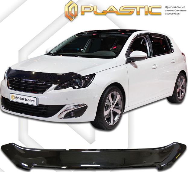 Дефлектор СА Пластик для капота (Classic черный) Peugeot 308 2014-2026. Артикул 2010010110253