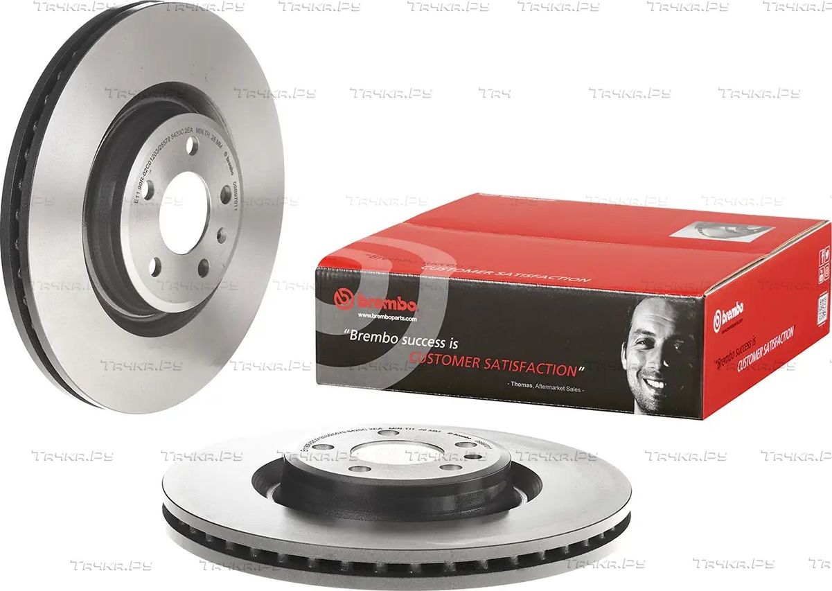 Тормозной диск Brembo PRIME LINE - UV Coated передний для Audi A4 IV (B8) 2007-2015. Артикул 09.B970.11