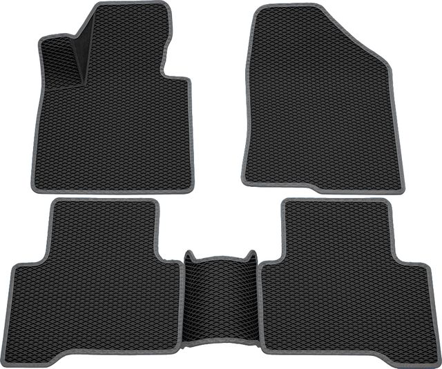 Коврики Rezkon 3D EVA Ромб резиновые для салона Hyundai Santa Fe III 2012-2018 Серый кант. Артикул 9220045402