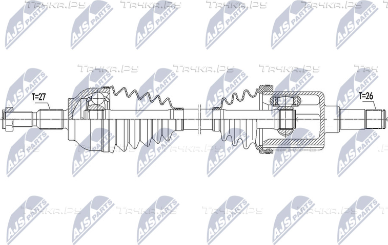 Полуось (привод в сборе, приводной вал) NTY. Артикул NPW-FR-101
