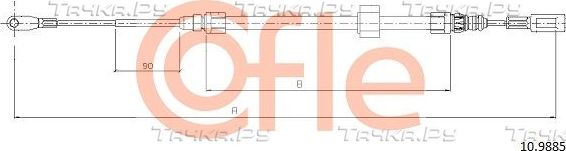 Трос ручника (тросик ручного тормоза) Cofle. Артикул 92.10.9885