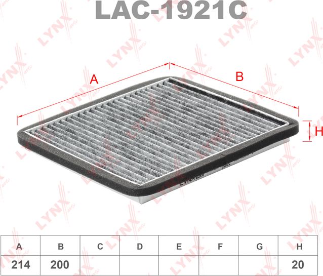 Салонный фильтр LYNXauto. Артикул LAC-1921C