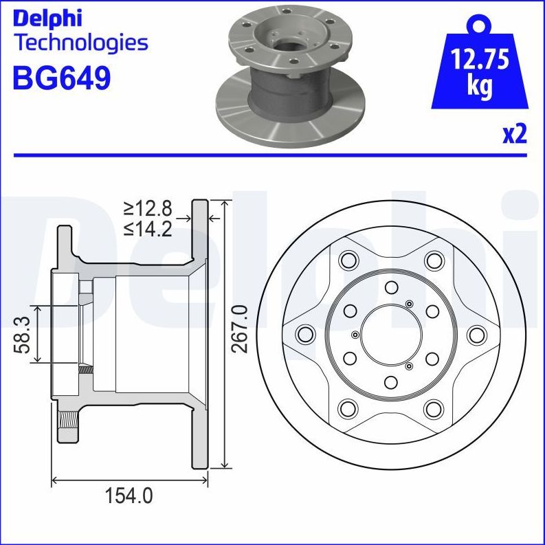 Тормозной диск Delphi. Артикул BG649