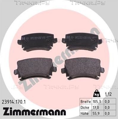 Тормозные колодки Zimmermann задние для Skoda Superb II 2008-2015. Артикул 23914.170.1