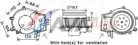 Вентилятор, мотор печки (отопителя) салона AVA (полимерный материал). Артикул MS8643