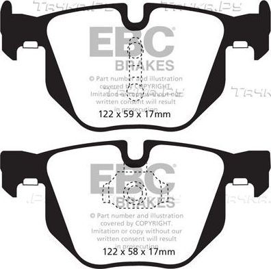 Тормозные колодки EBC Brakes задние для BMW X6 I (E71) 2008-2014. Артикул DP42009R