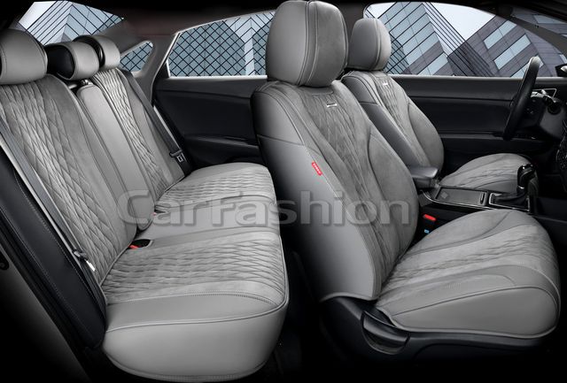 Комплект универсальных каркасных чехлов CarFashion 5D Symbol Plus на сидения авто, цвет Серый/Серый/Серый. Артикул 27276