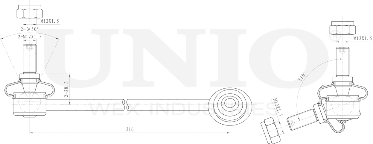 Тяга/стойка стабилизатора (Unio). Артикул SSP-50306