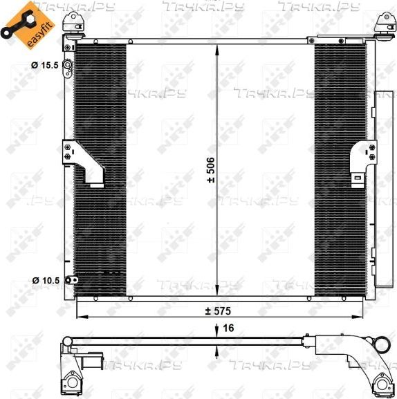 Радиатор кондиционера (конденсатор) NRF (алюминий). Артикул 350335